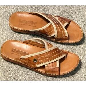 Pikolinos Leather Slide Sandals Men’s Brown Comfort Spain - size EU43/US10.5
